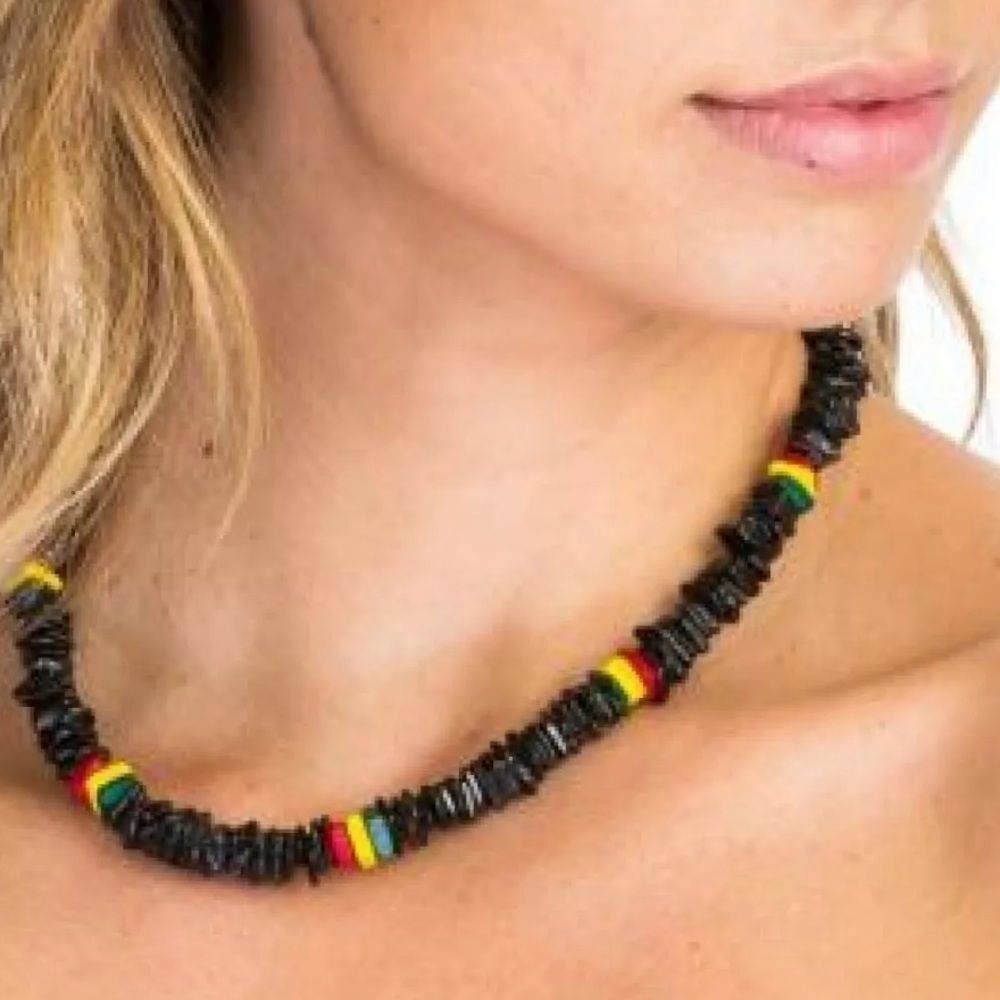 Black Rastafarian Puka Seashell Necklace